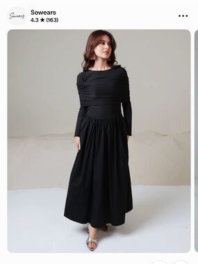 Women's Black Long Sleeve Maxi Dress